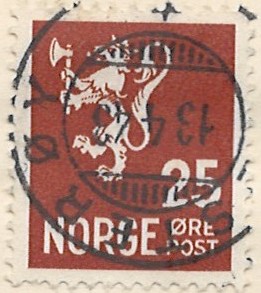 25 øre no222 stemplet hængslet