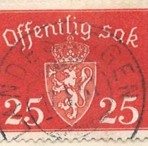 25 øre no-tj55 stemplet hængslet