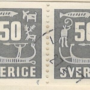 2-blok 50 øre se402 stemplet hængslet